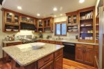 Large kitchen island for additional counterspace and serving.